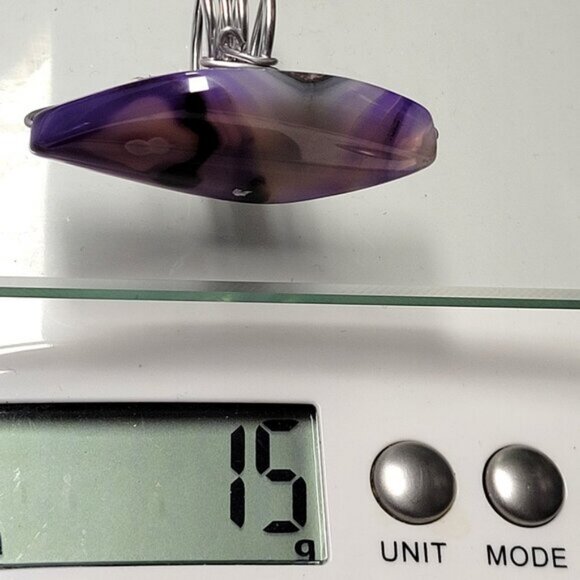 Marbled Purple Agate Ring Adjustable Band Handmade Semi Precious Ring - Picture 14 of 14